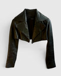 Vintage Black Leather Cropped Bolero Jacket
