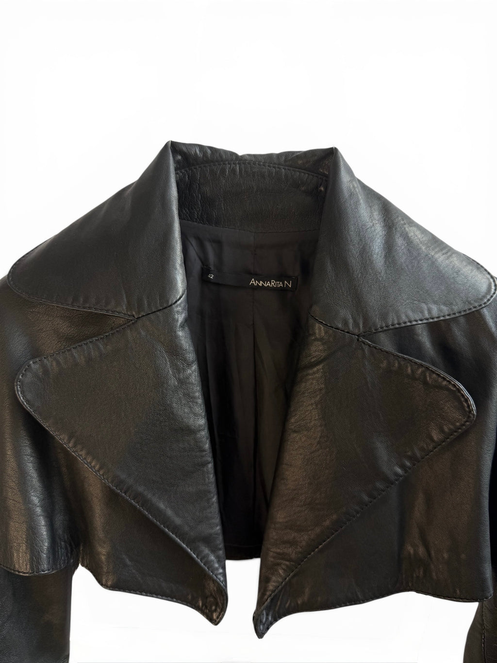 Vintage Black Leather Cropped Bolero Jacket