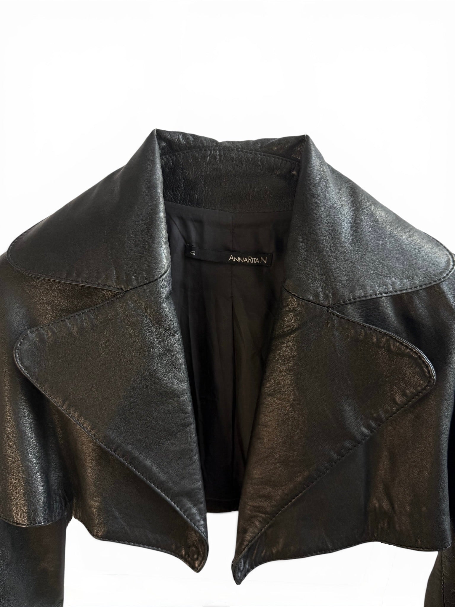 Vintage Black Leather Cropped Bolero Jacket