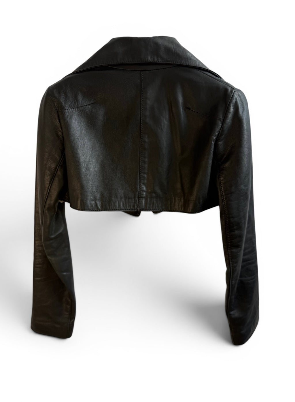 Vintage Black Leather Cropped Bolero Jacket