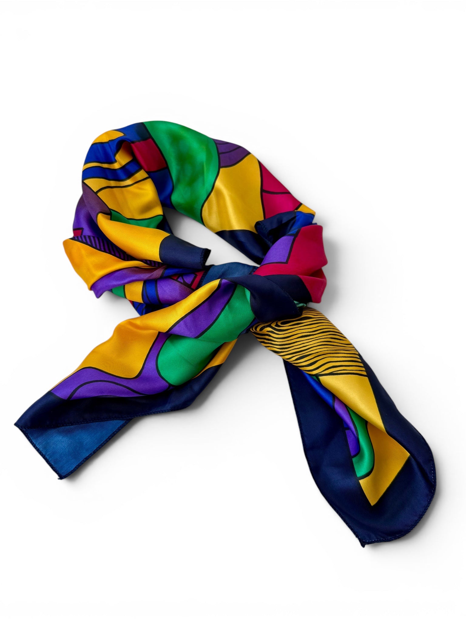 Vintage Picasso Style Multicolor Cubist Art Scarf