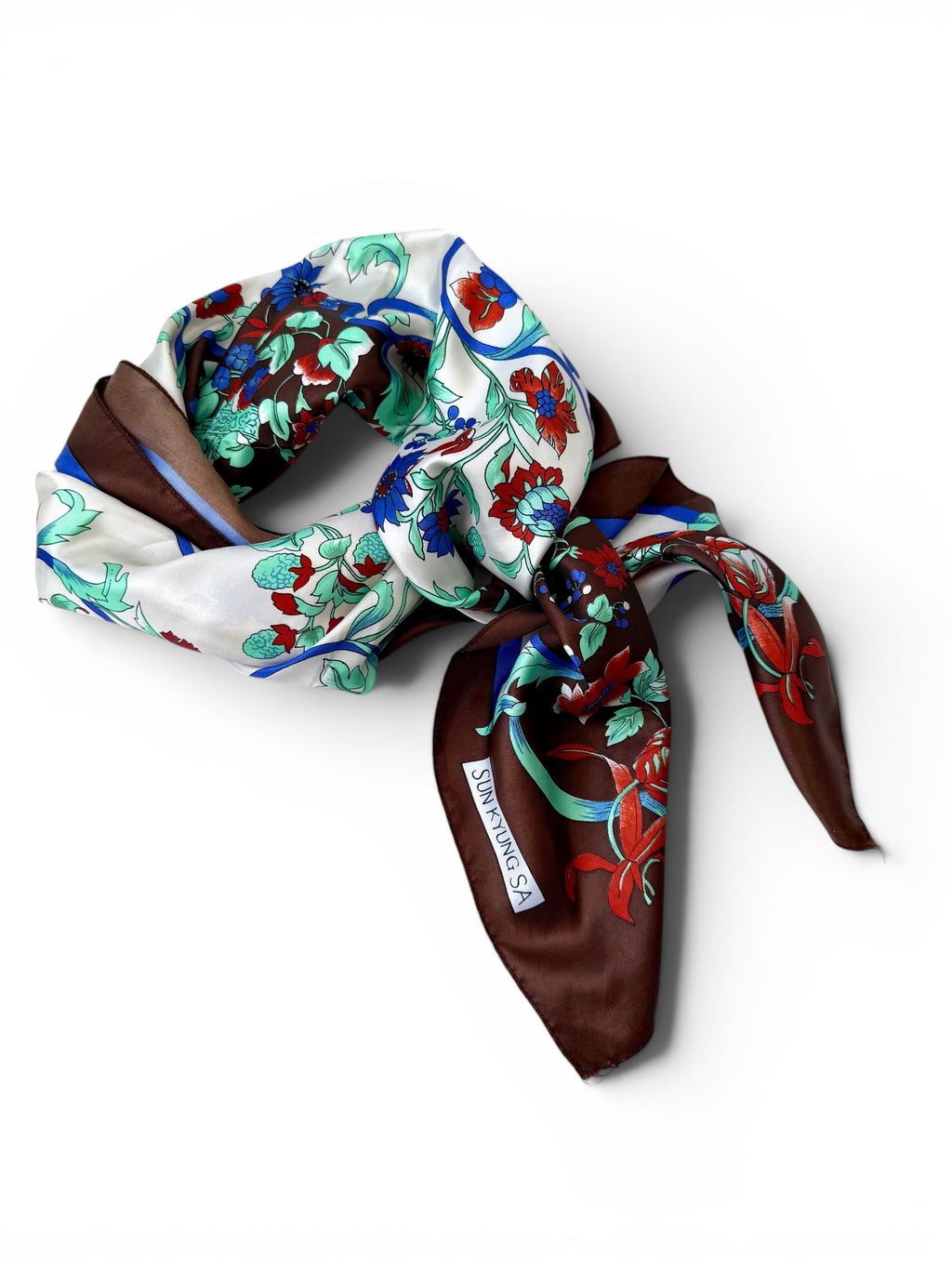 Vintage European Ornamental Floral Print Scarf