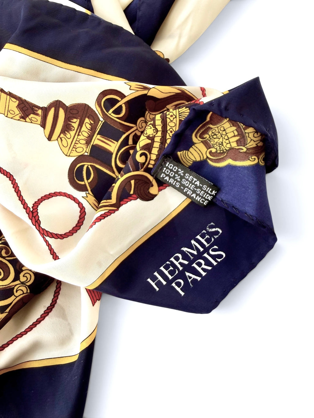 Vintage Hermès Paris 100% Silk Scarf with Ornamental Keys Motif