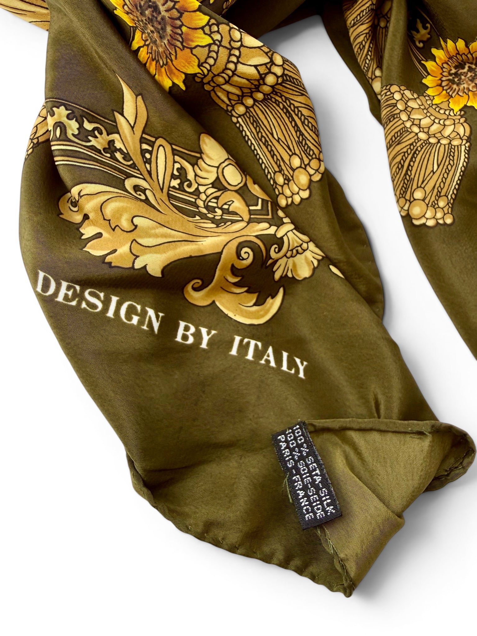 Vintage Italian 100% Silk Scarf with Sunflower