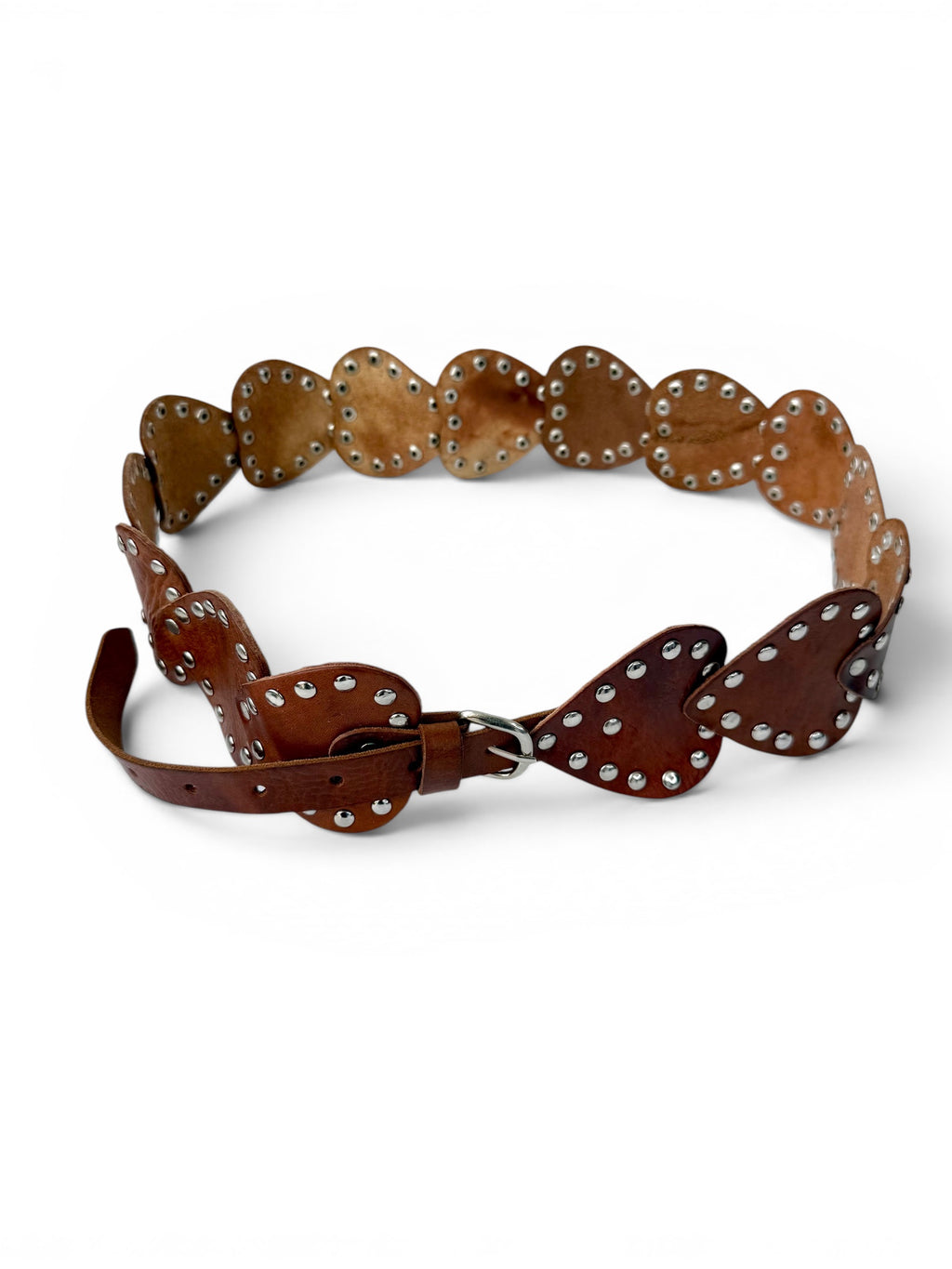 Retro Brown Leather Belt with Metallic Studs (Copy)