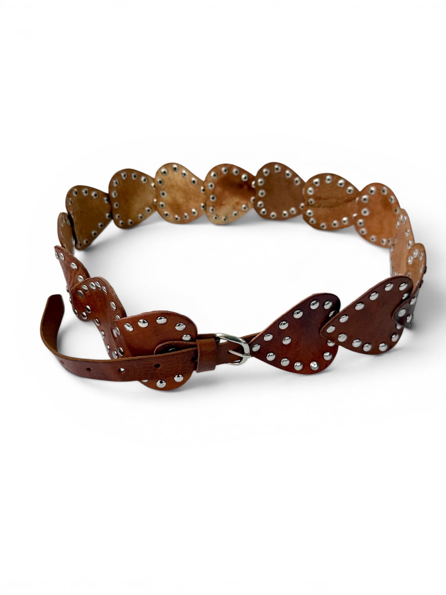 Retro Brown Leather Belt with Metallic Studs (Copy)