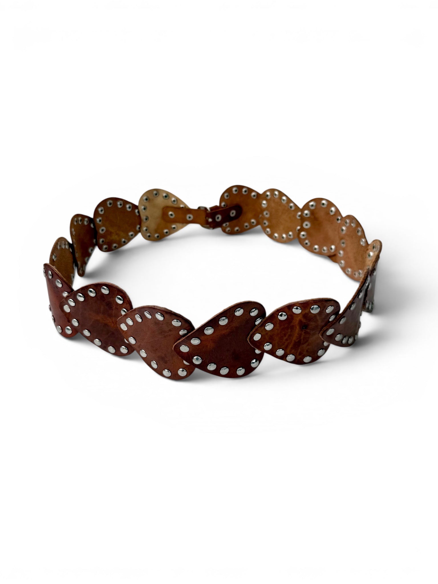 Retro Brown Leather Belt with Metallic Studs (Copy)