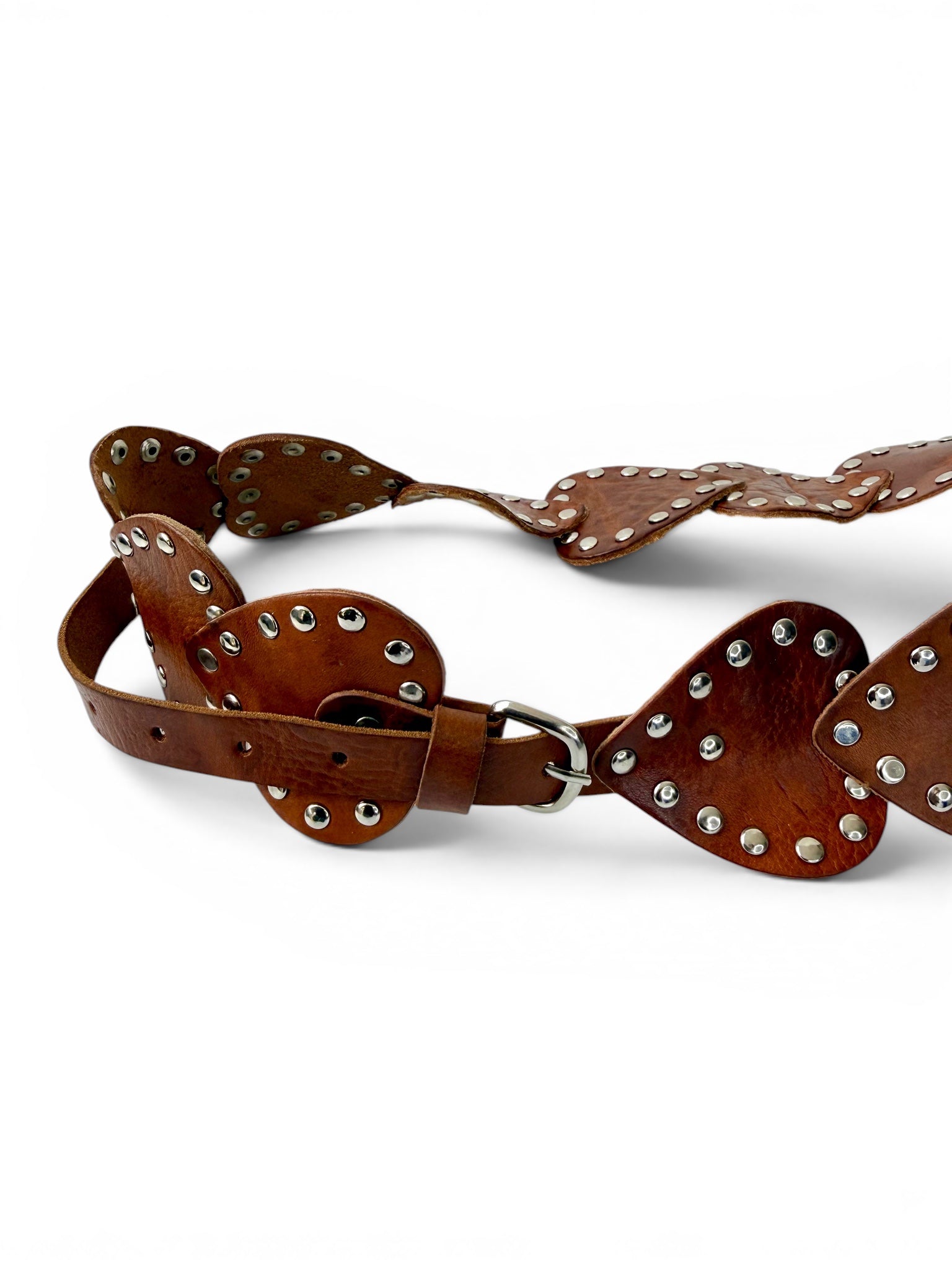 Retro Brown Leather Belt with Metallic Studs (Copy)