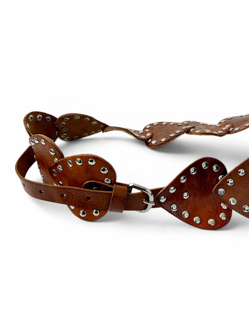 Retro Brown Leather Belt with Metallic Studs (Copy)