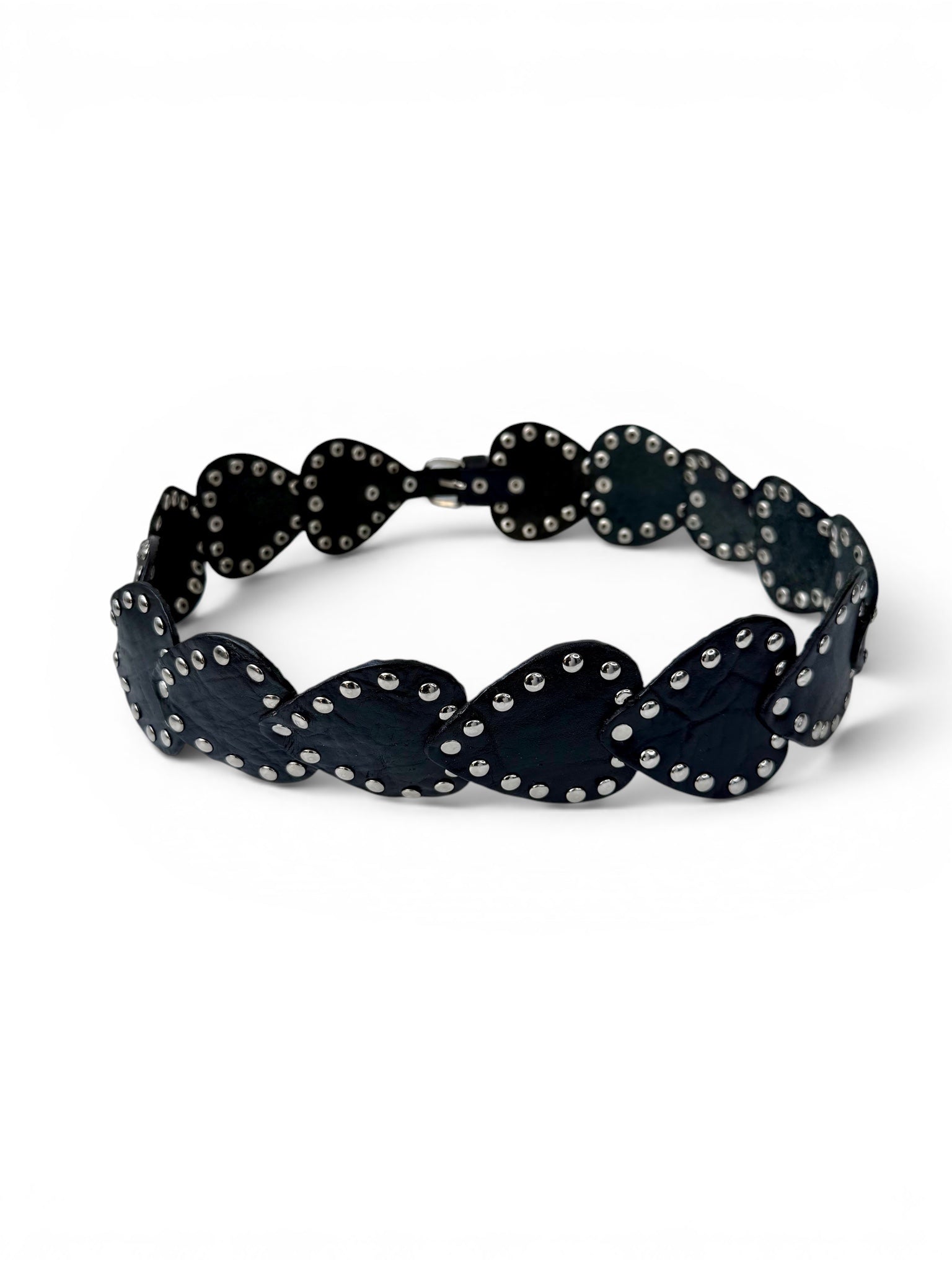 Retro Black Leather Belt with Metallic Studs