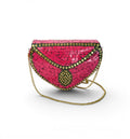 Pink Mosaic Clutch with Gold Chain