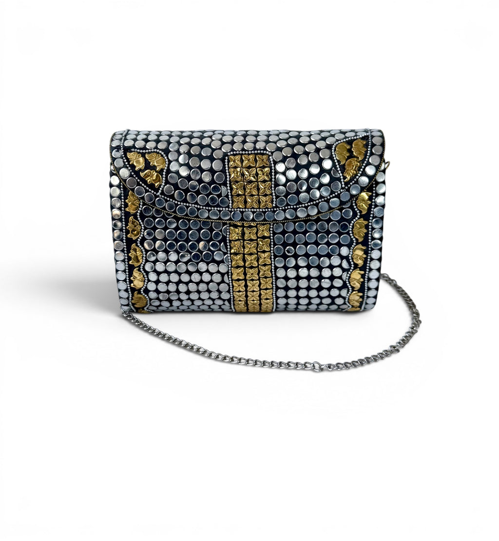 Studded Clutch with Metal Chain