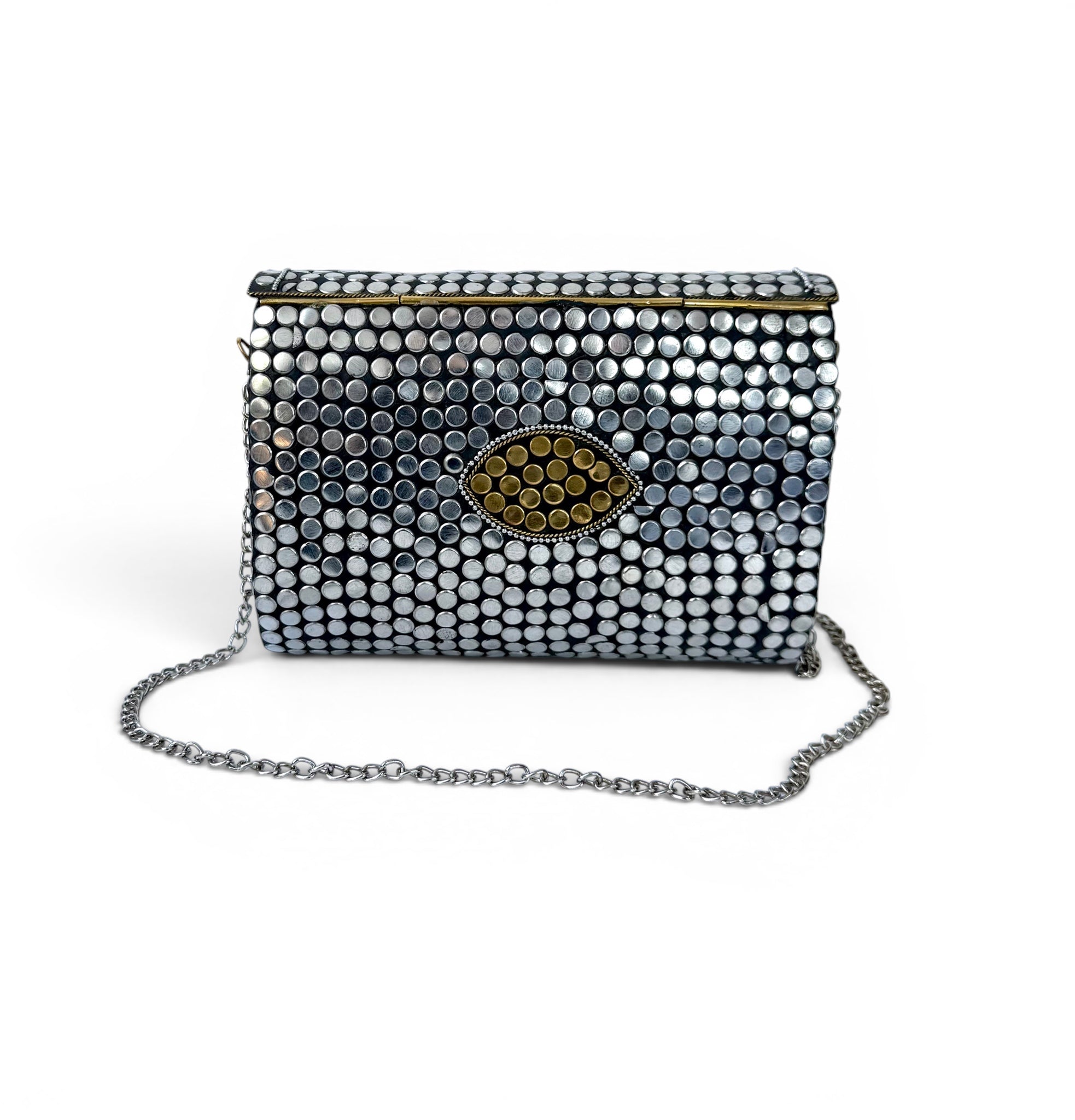 Studded Clutch with Metal Chain