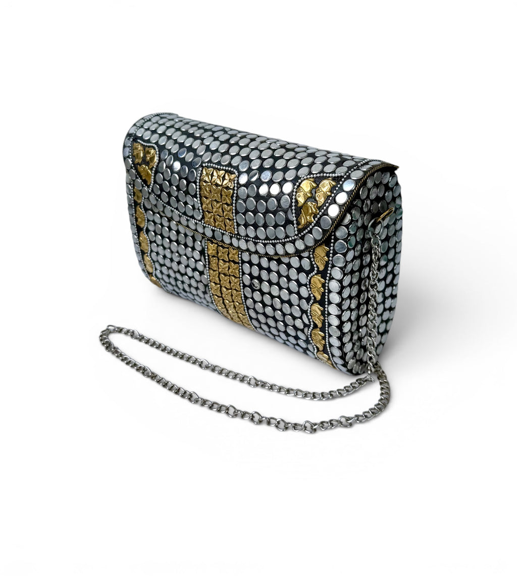 Studded Clutch with Metal Chain