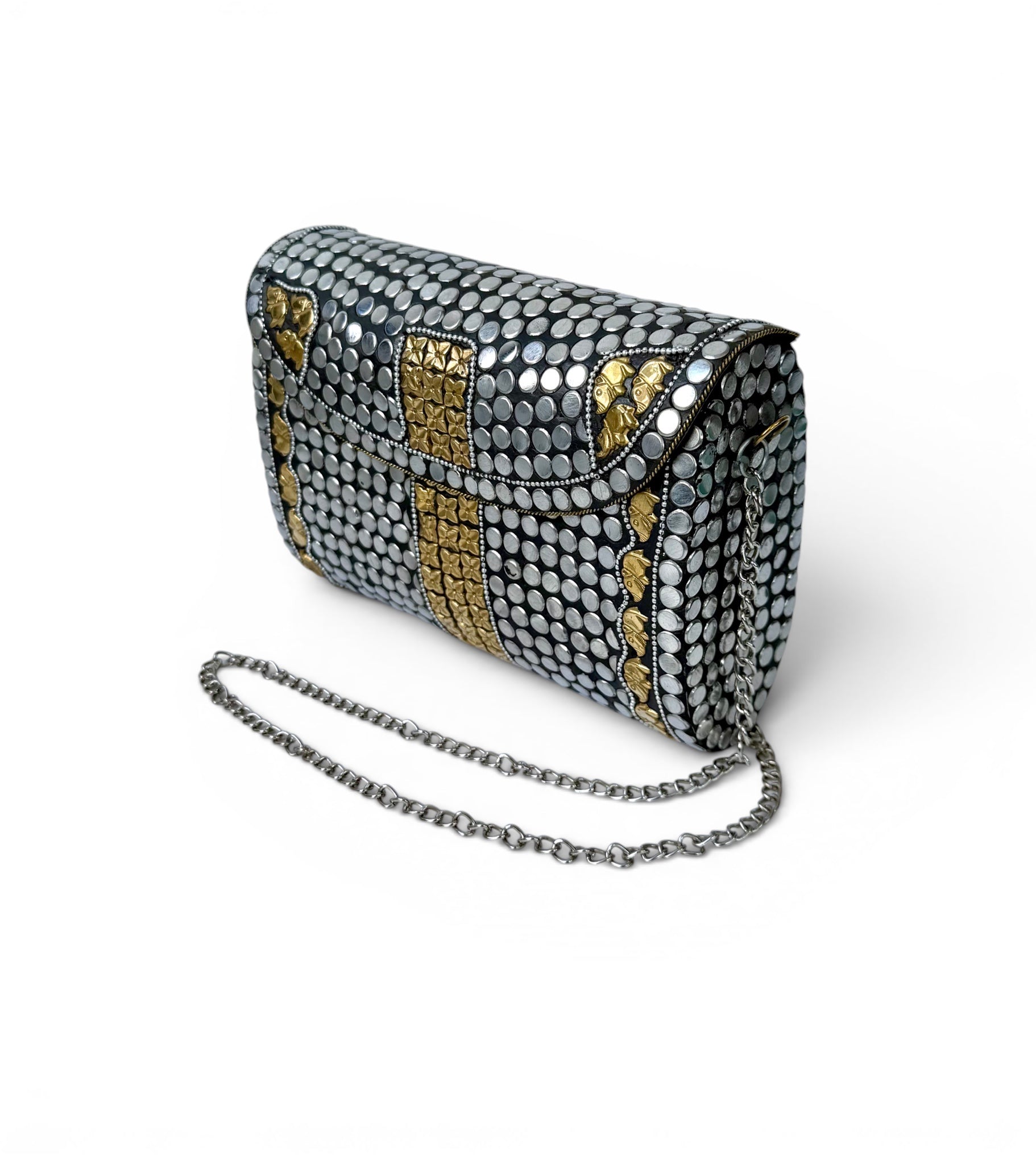 Studded Clutch with Metal Chain