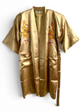 Retro Gold Oriental Kimono with Embroidered Dragon