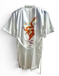 Retro White Oriental Kimono with Embroidered Dragon