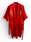 Retro Red Oriental Kimono with Embroidered Dragon