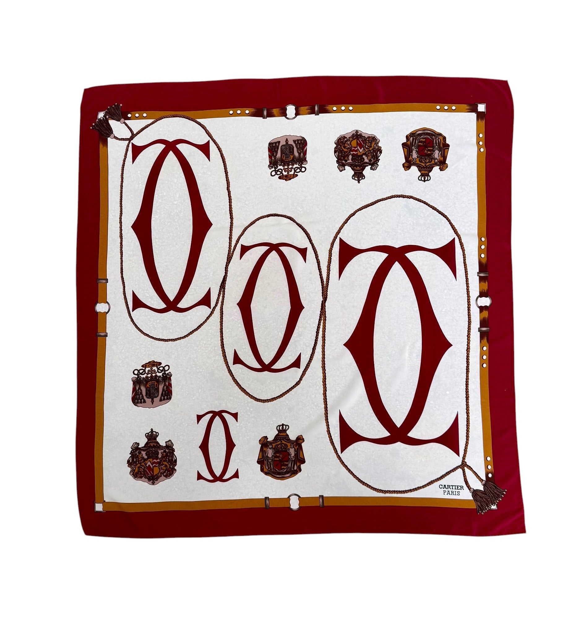 Vintage Cartier Paris 100% Silk Scarf with Iconic Monogram