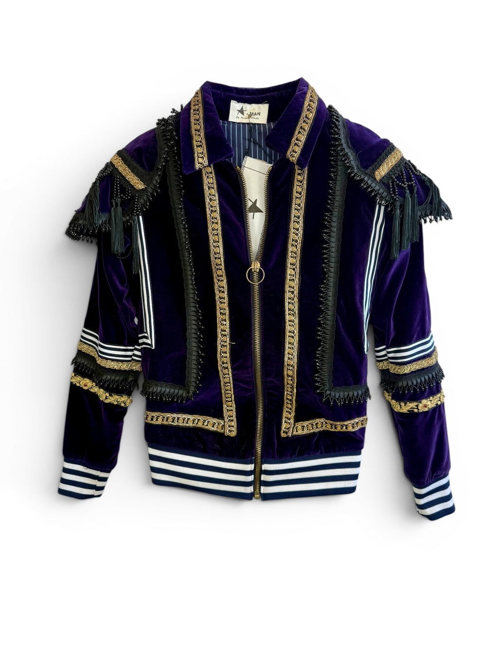 Vintage Ricardo Moura Star Man Velvet Bomber Jacket