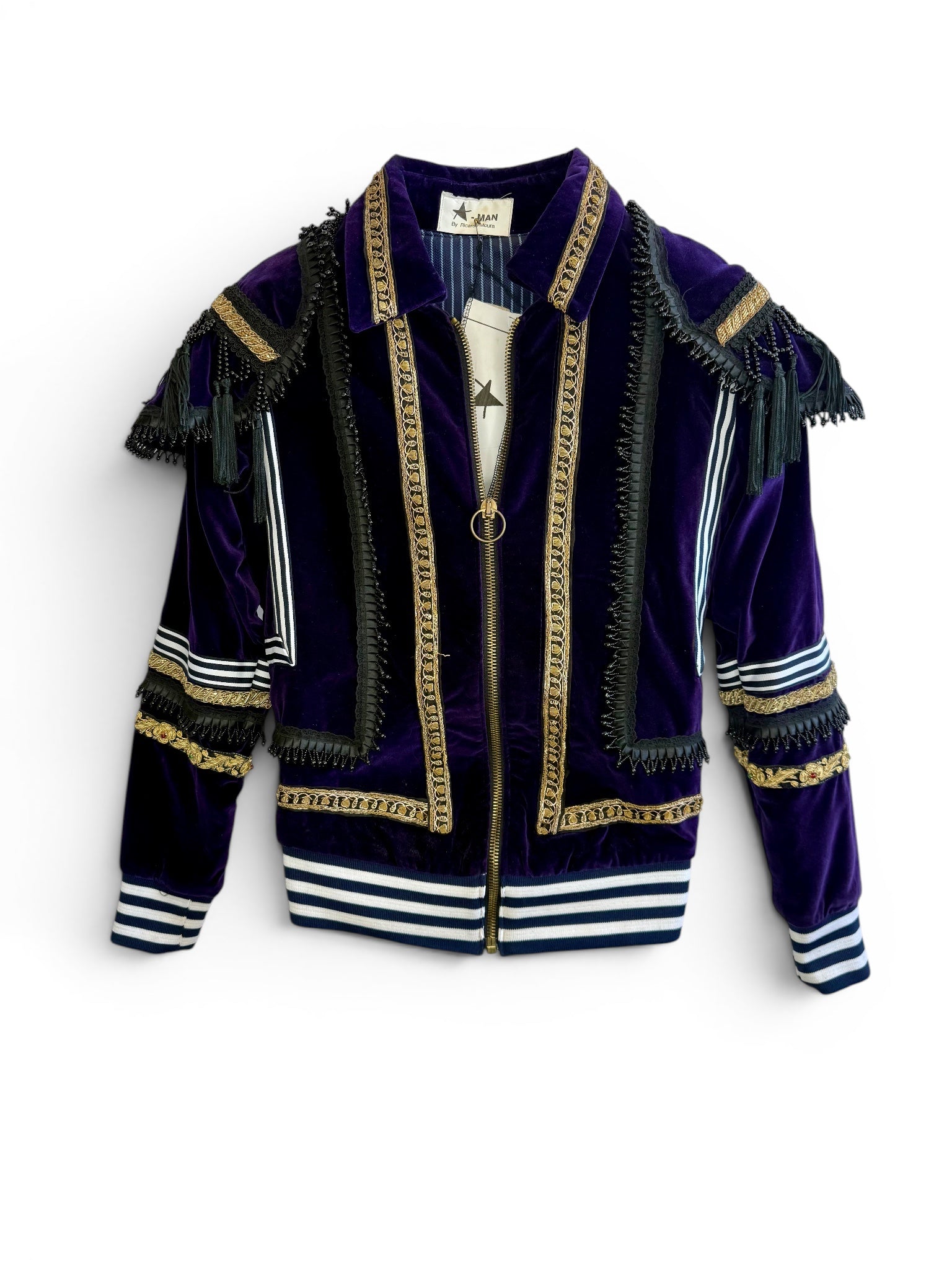 Vintage Ricardo Moura Star Man Velvet Bomber Jacket