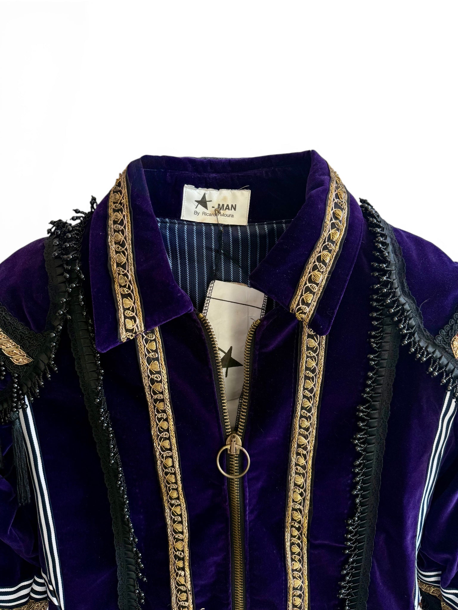 Vintage Ricardo Moura Star Man Velvet Bomber Jacket