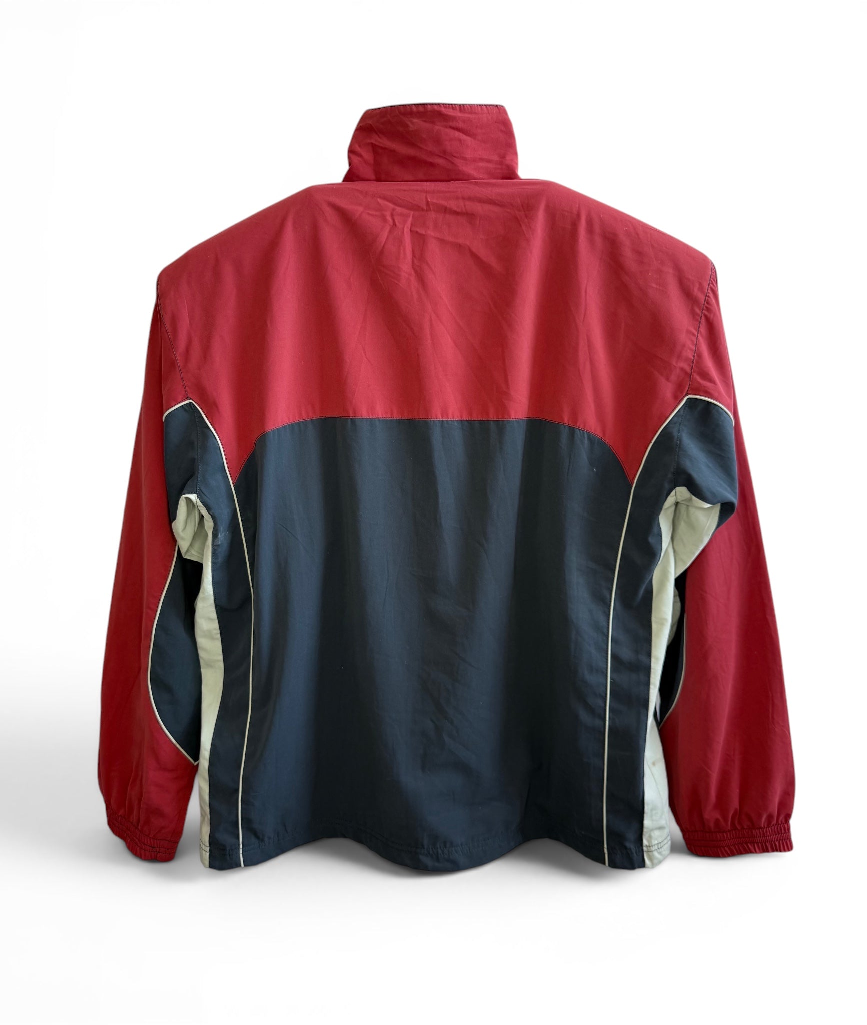 Vintage Diadora Windbreaker Jacket — Red / Grey / White | Colorblock