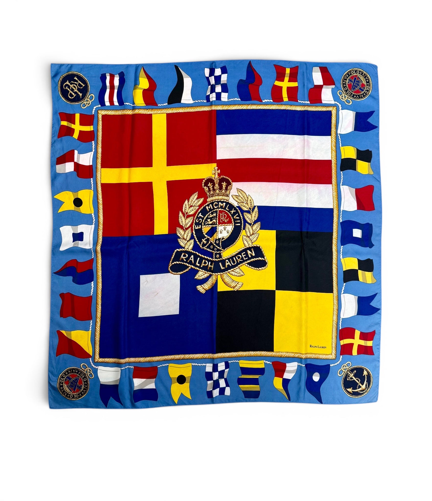 Vintage Ralph Lauren 100% Silk Nautical Flags Scarf
