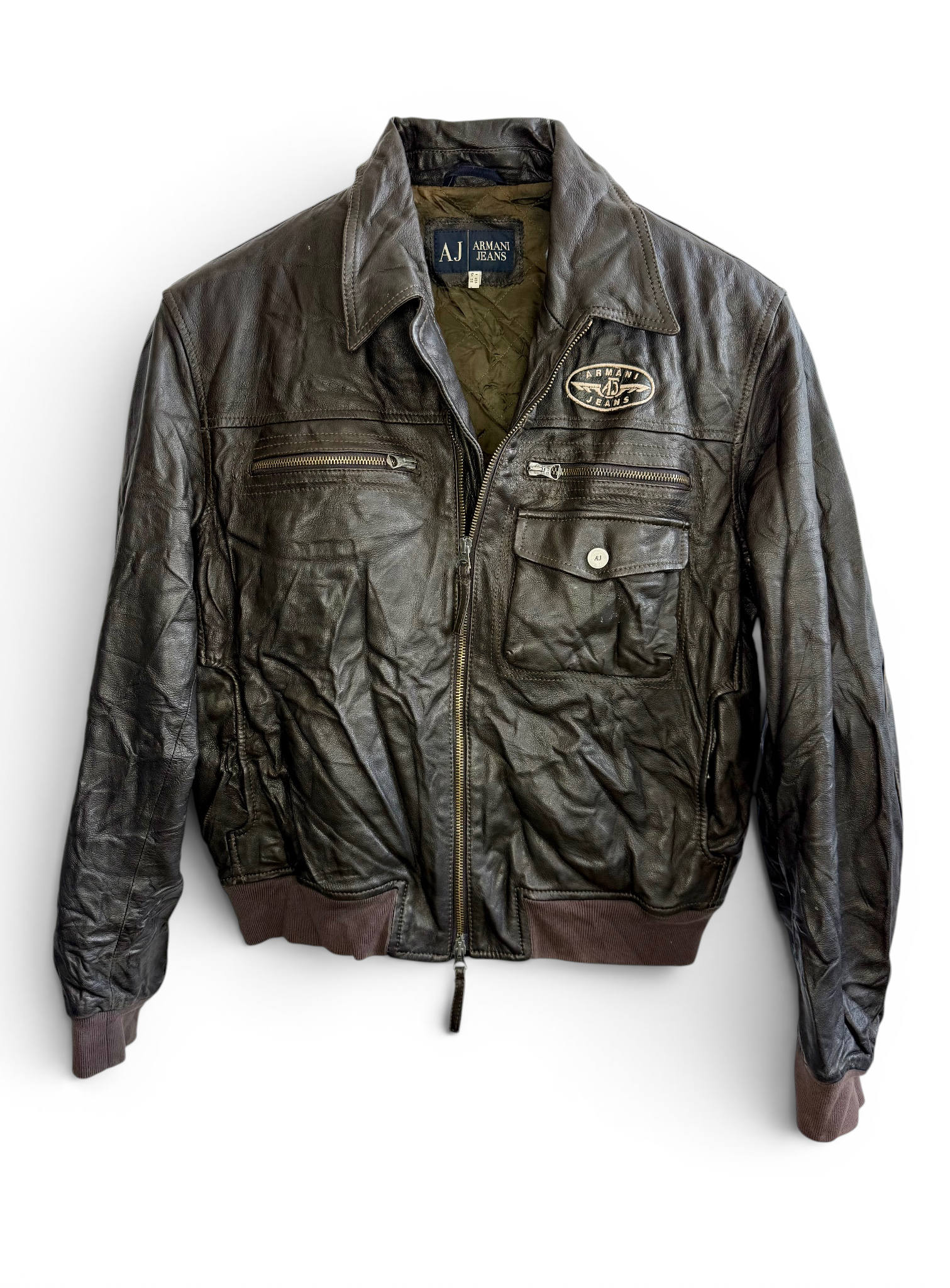 Vintage Armani Jeans Black Leather Jacket