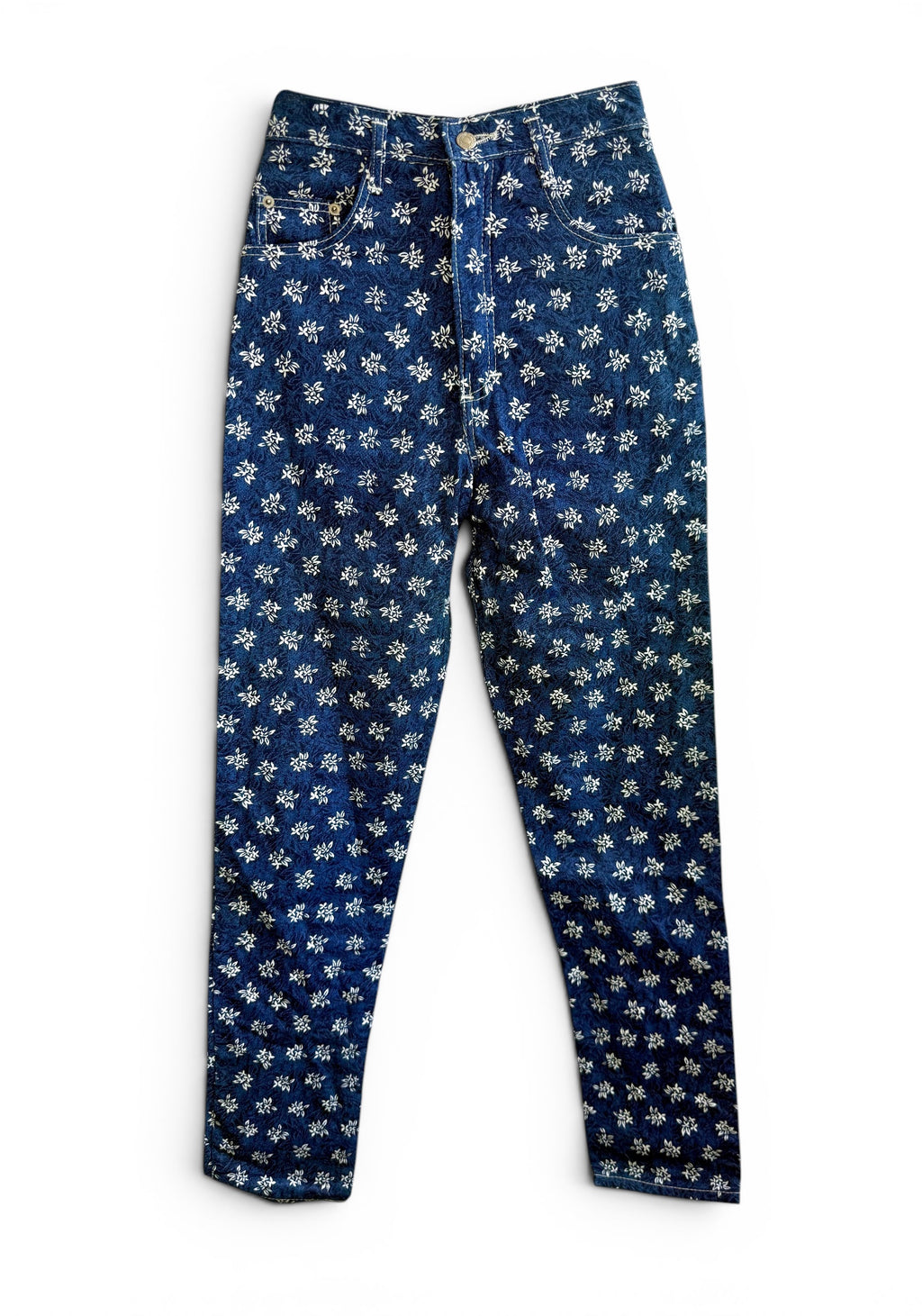 Vintage Ruicar Floral Print High-Waist Jeans
