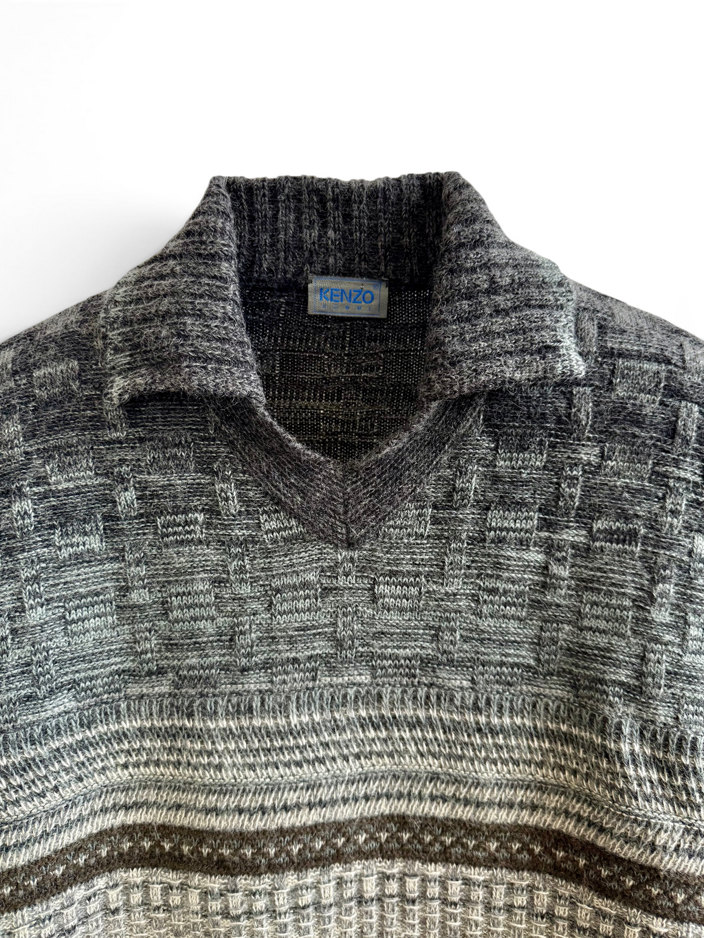 Vintage Kenzo Grey Pattern Knit Sweater