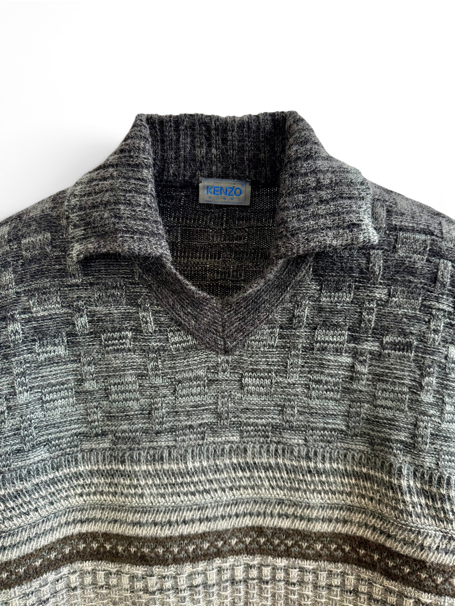 Vintage Kenzo Grey Pattern Knit Sweater