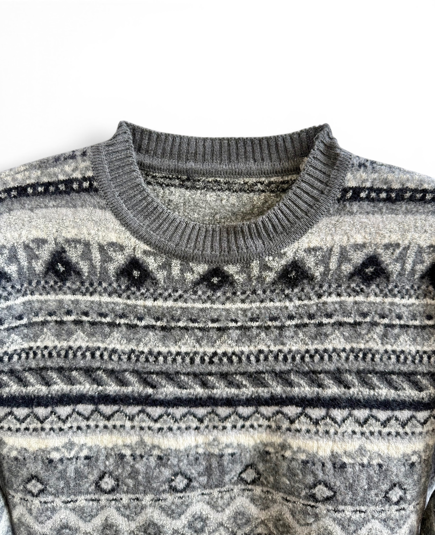 Vintage Grey Fair Isle Wool Blend Sweater