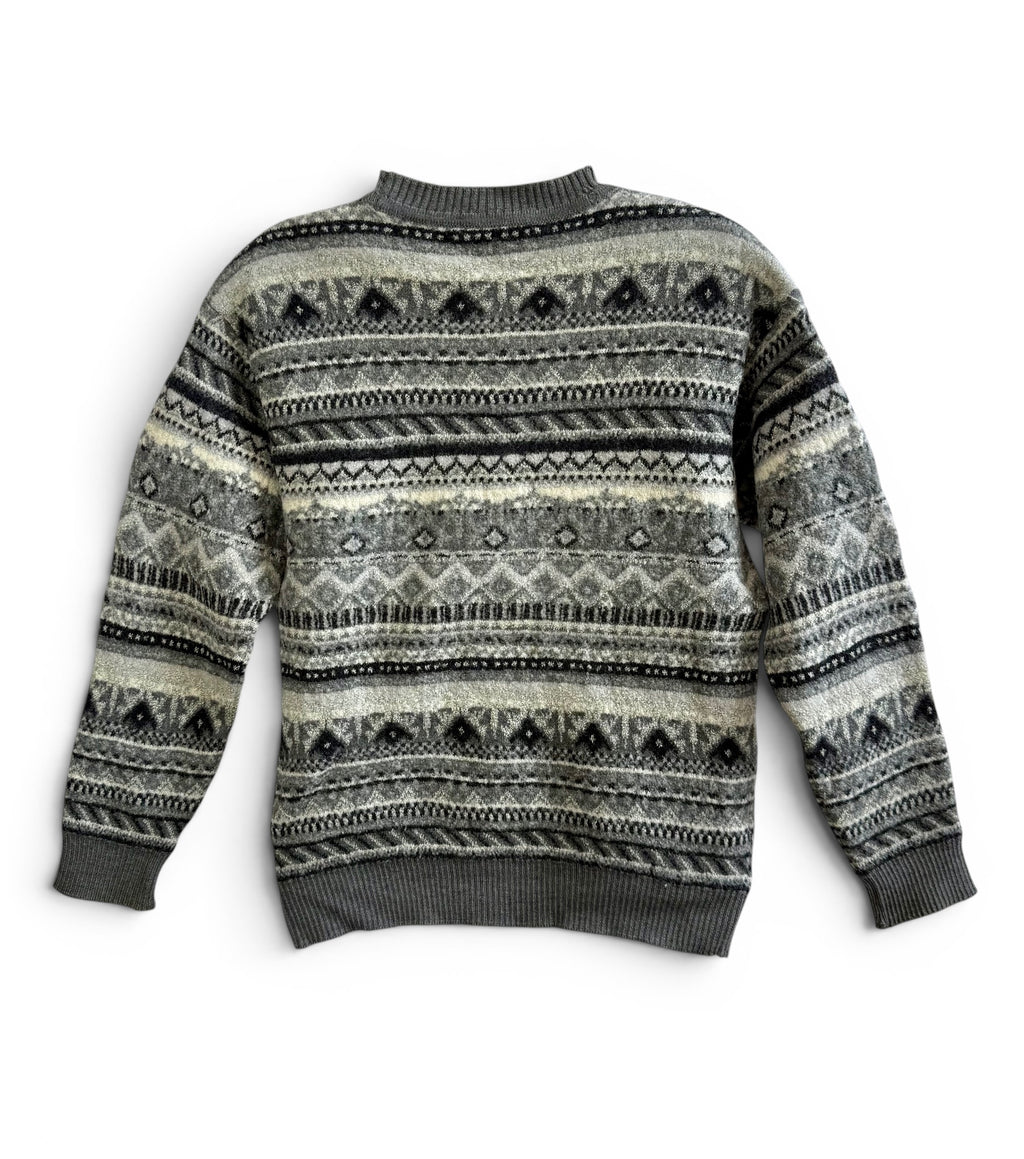 Vintage Grey Fair Isle Wool Blend Sweater