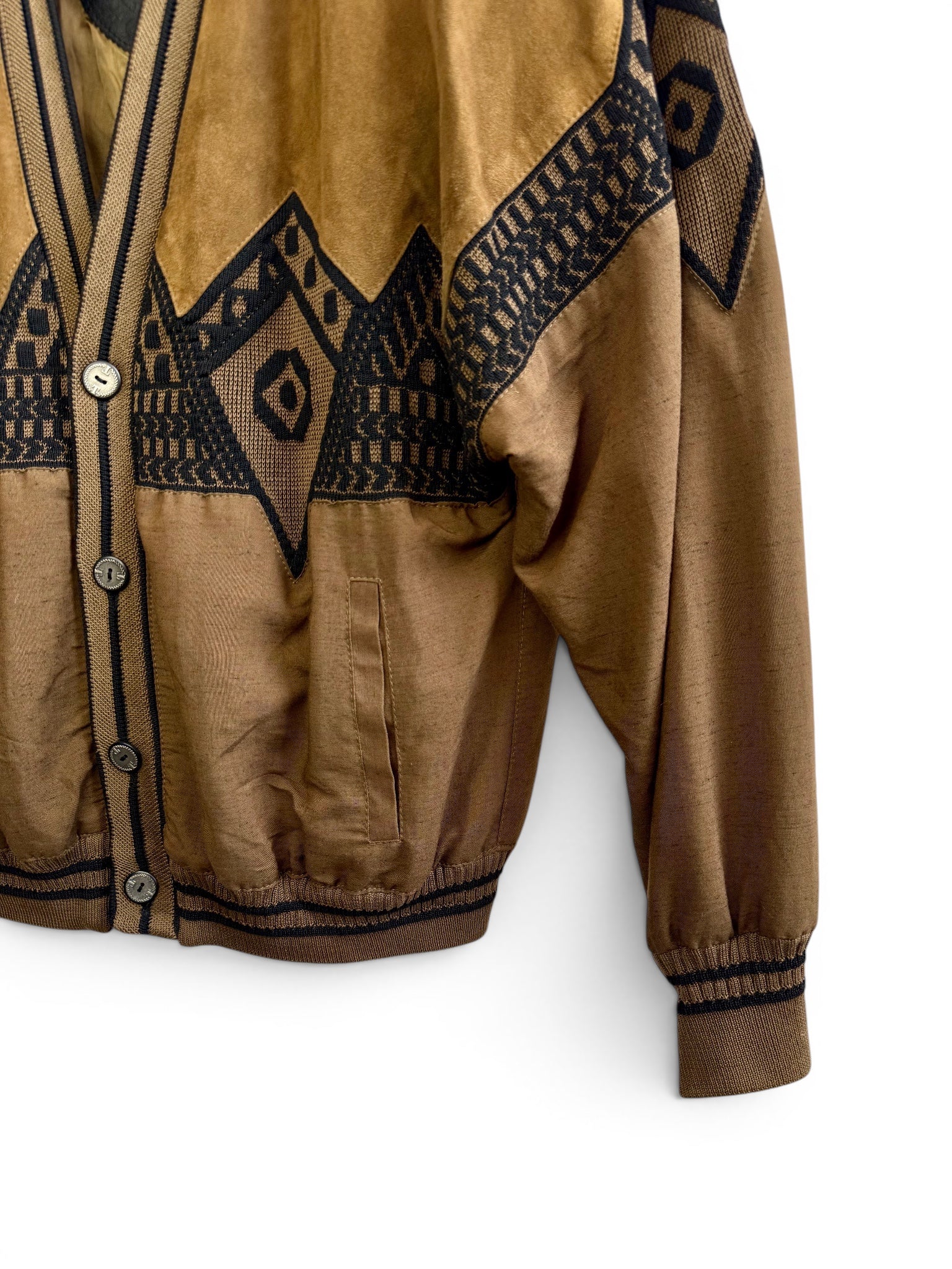 Vintage Suede & Knit Bomber Jacket