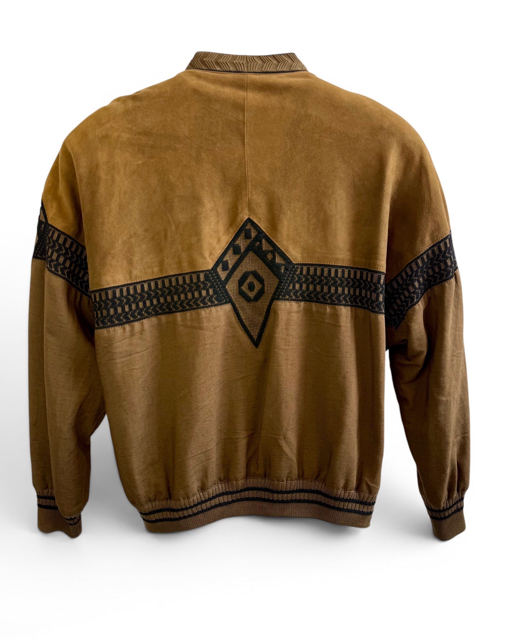 Vintage Suede & Knit Bomber Jacket