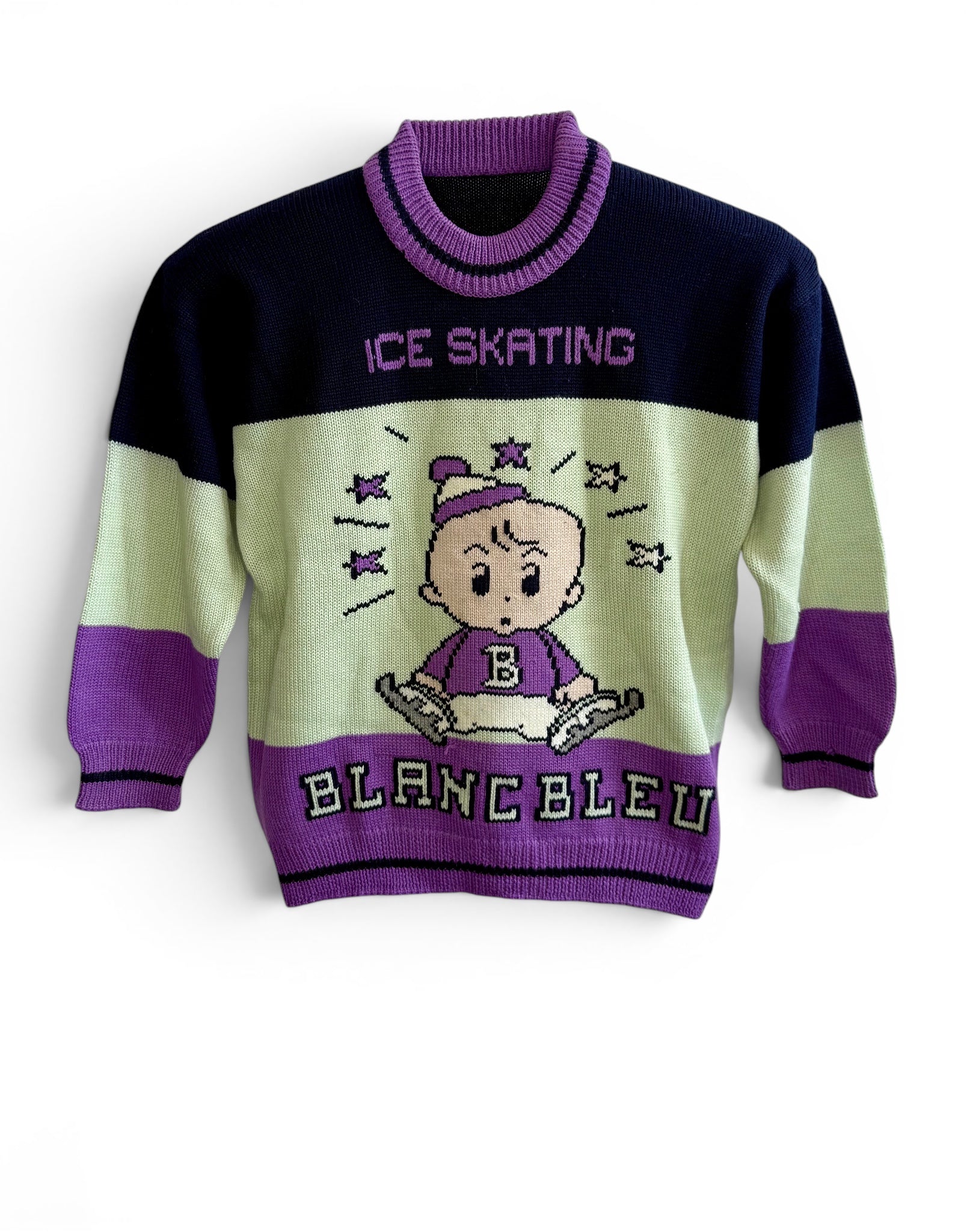 Vintage Ice Skating Graphic Knit Sweater