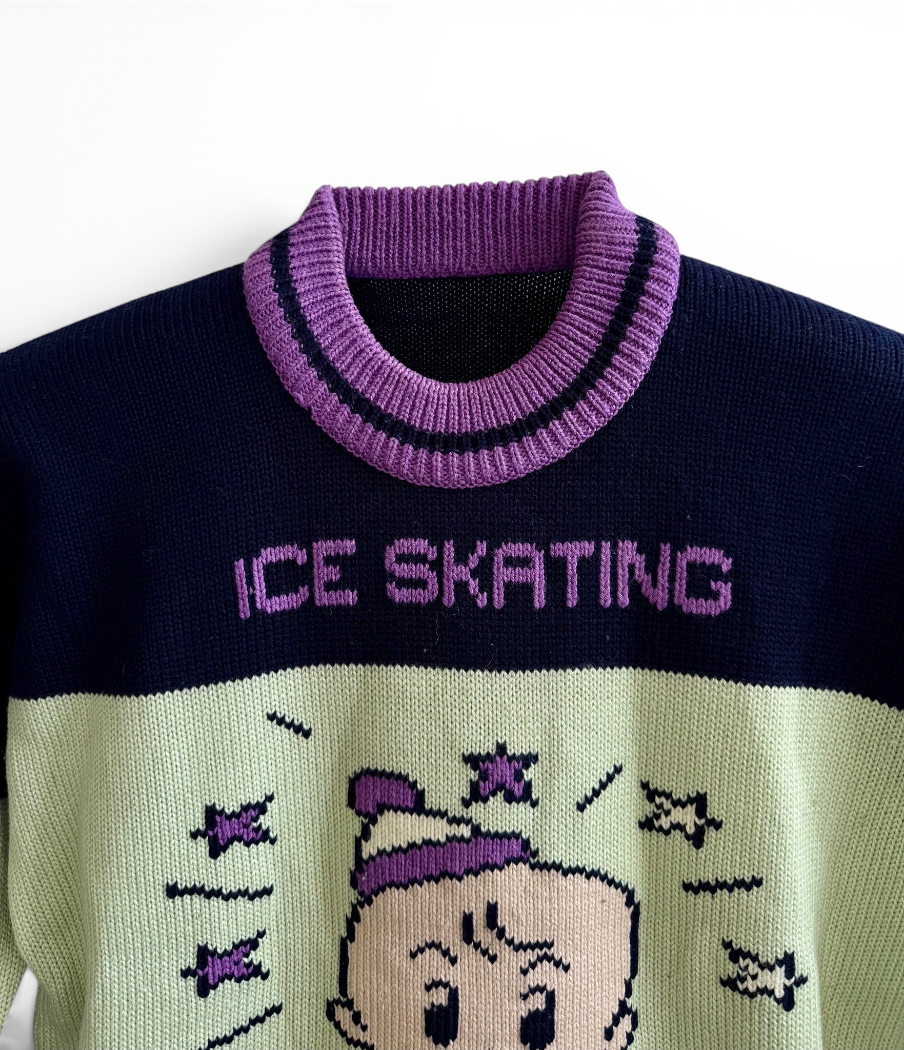Vintage Ice Skating Graphic Knit Sweater