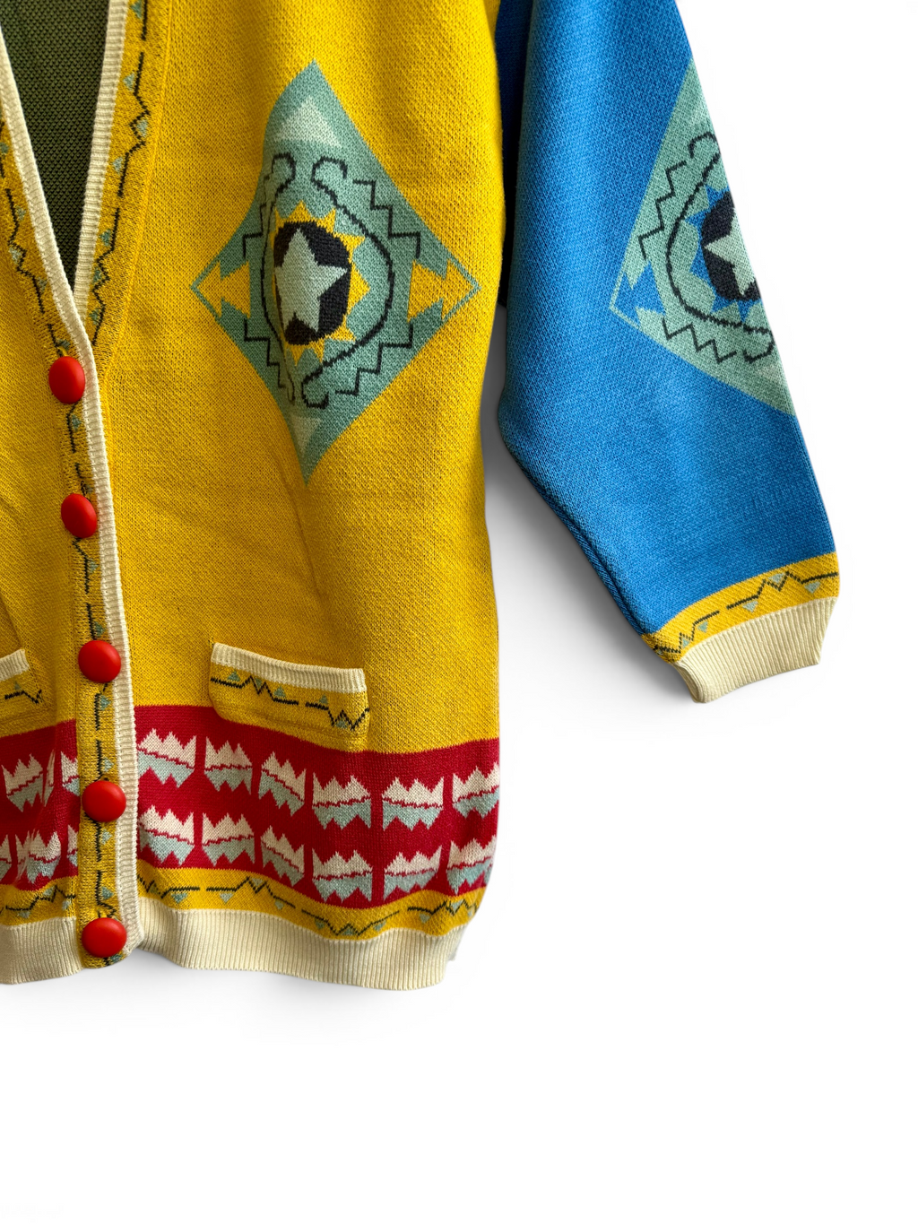 Vintage Lanidor Colour Block Cotton Cardigan — Portuguese Made