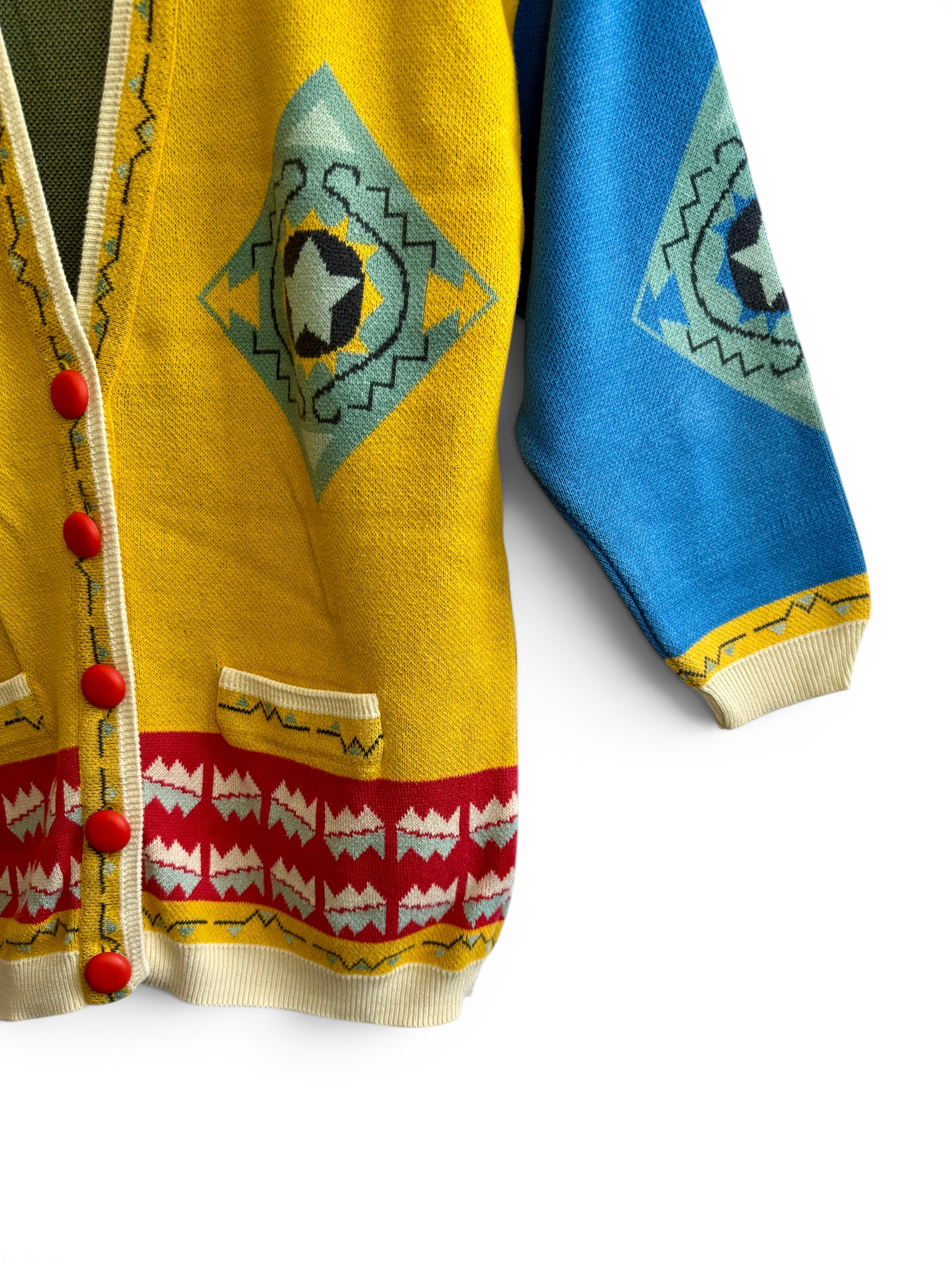 Vintage Lanidor Colour Block Cotton Cardigan — Portuguese Made