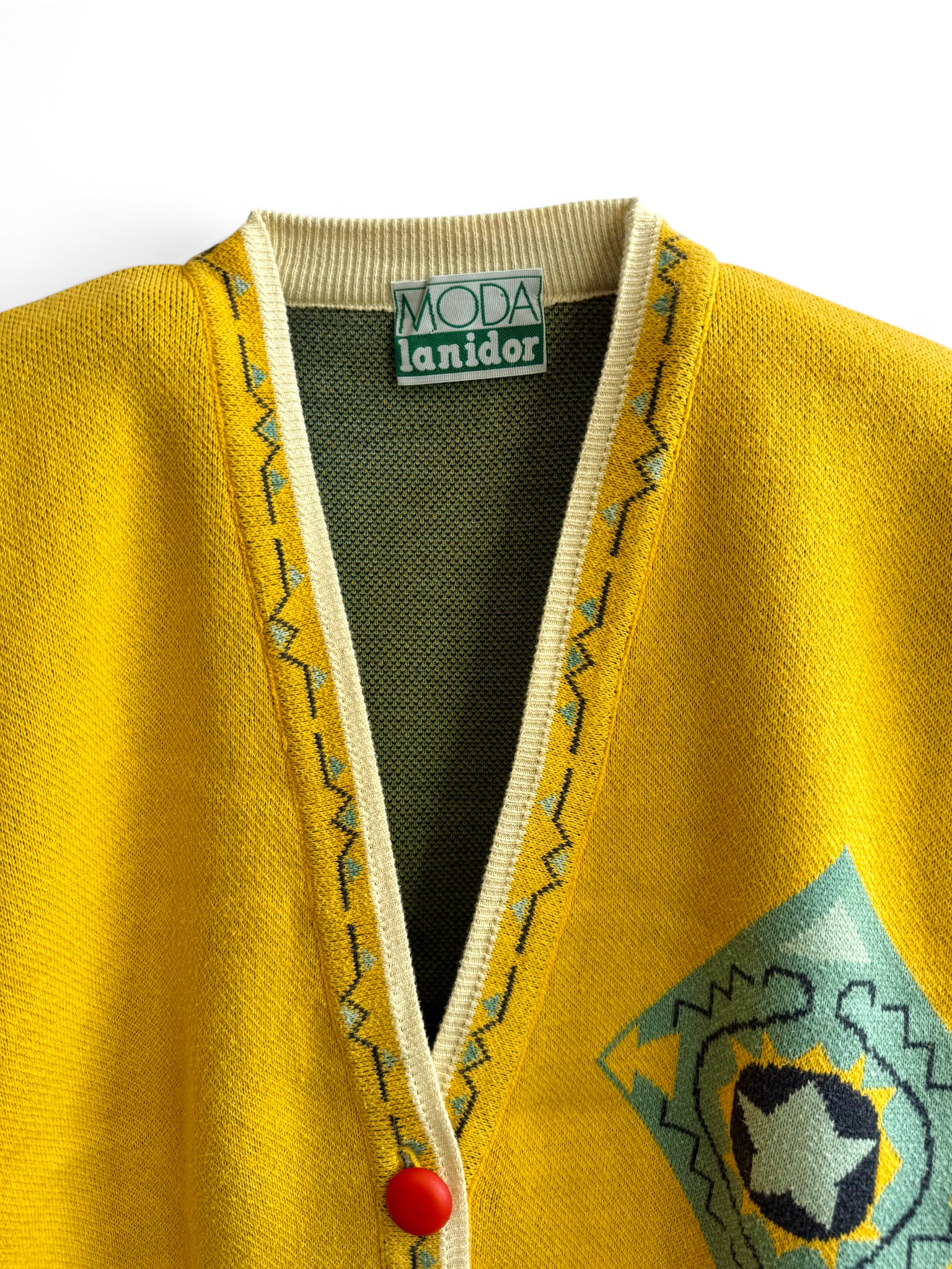 Vintage Lanidor Colour Block Cotton Cardigan — Portuguese Made
