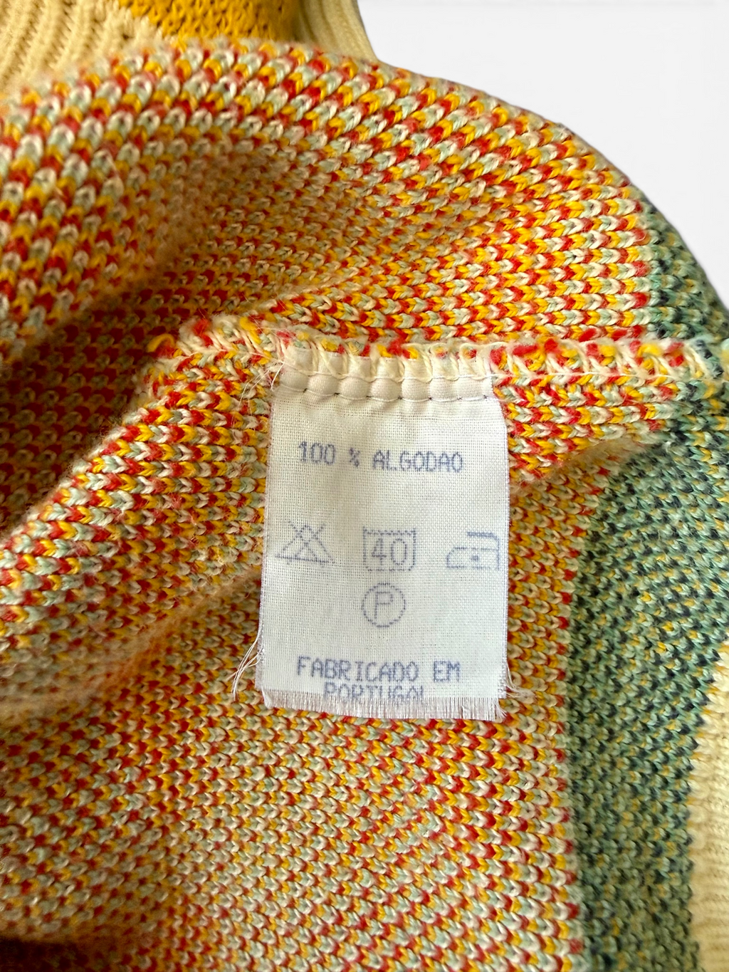 Vintage Lanidor Colour Block Cotton Cardigan — Portuguese Made