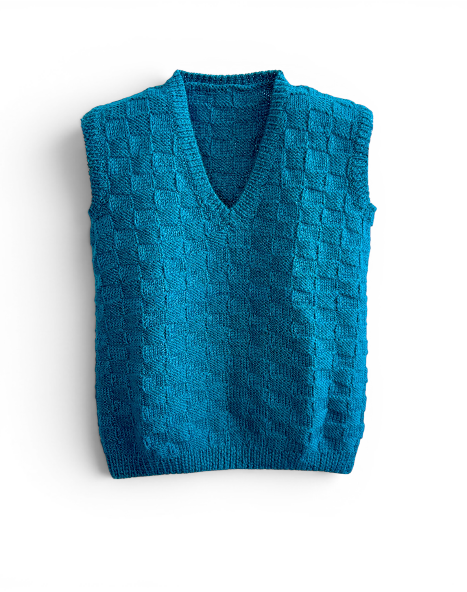Vintage Teal Textured Knit Sweater Vest