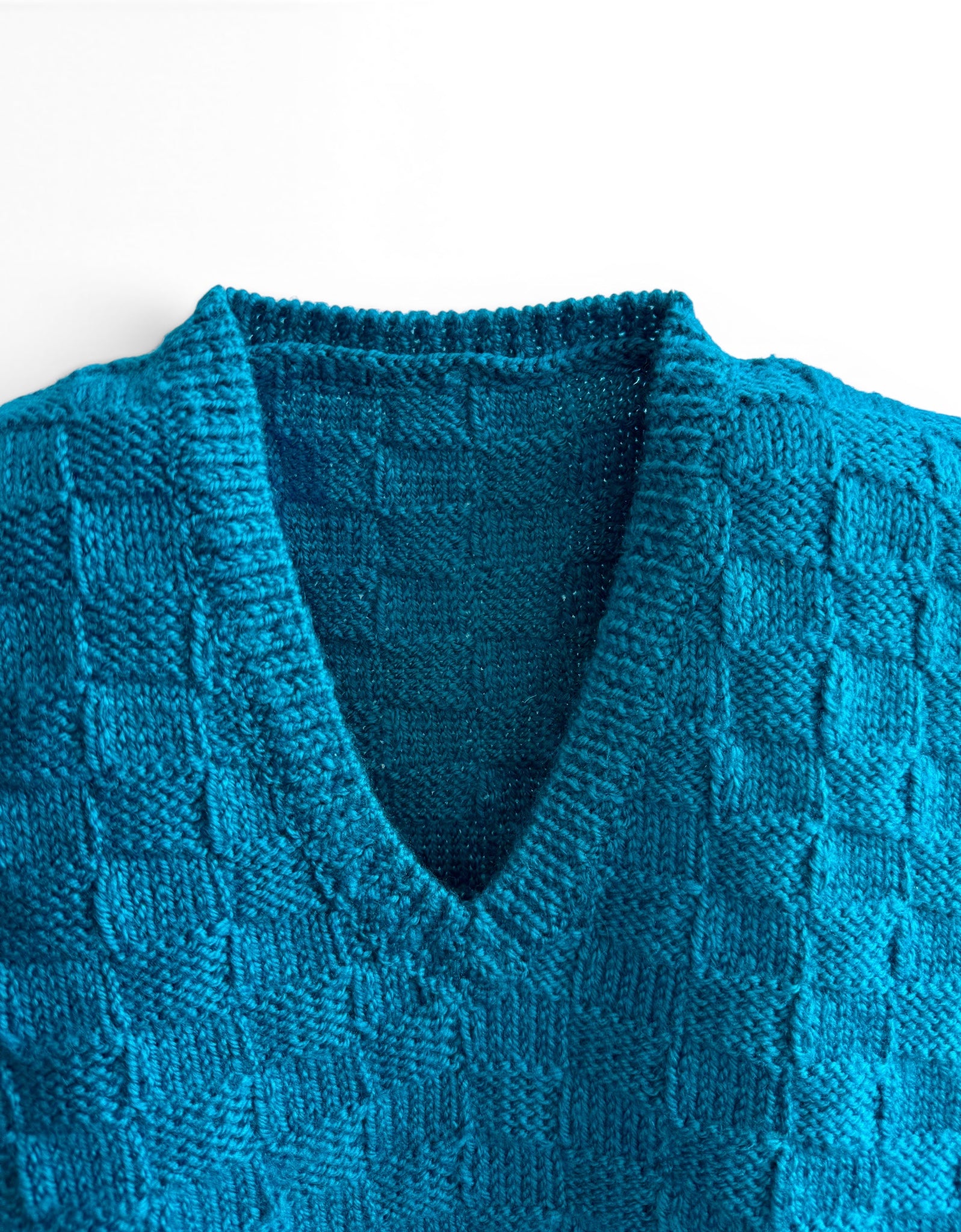 Vintage Teal Textured Knit Sweater Vest