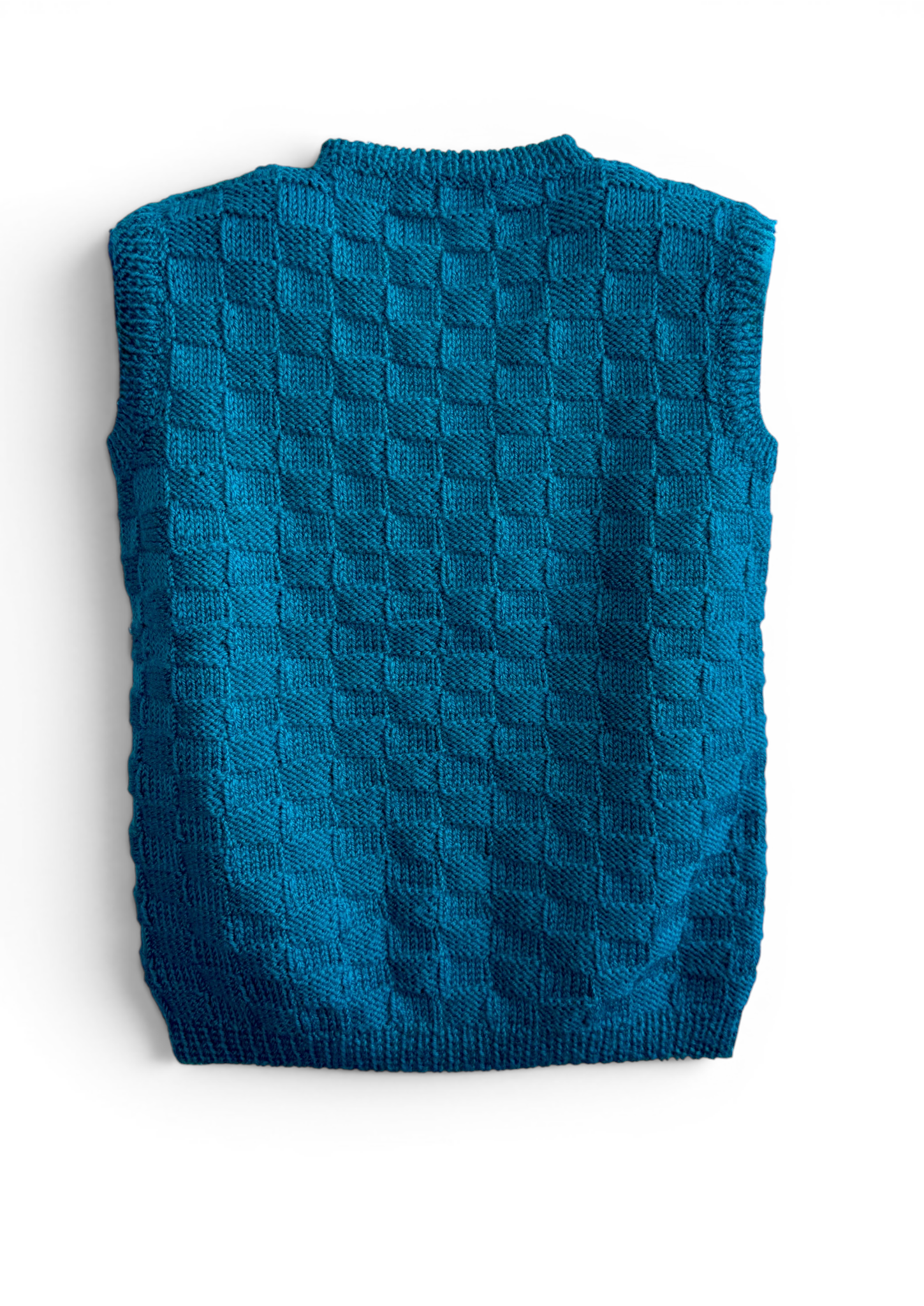 Vintage Teal Textured Knit Sweater Vest
