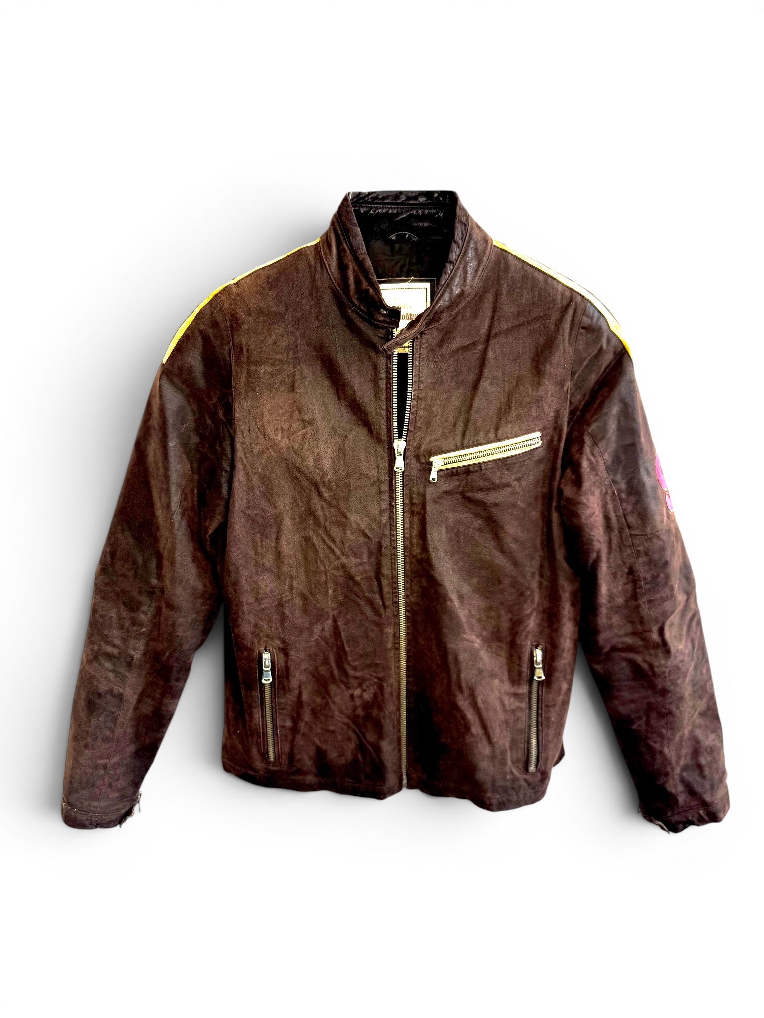 Vintage Distressed Leather Racing Jacket