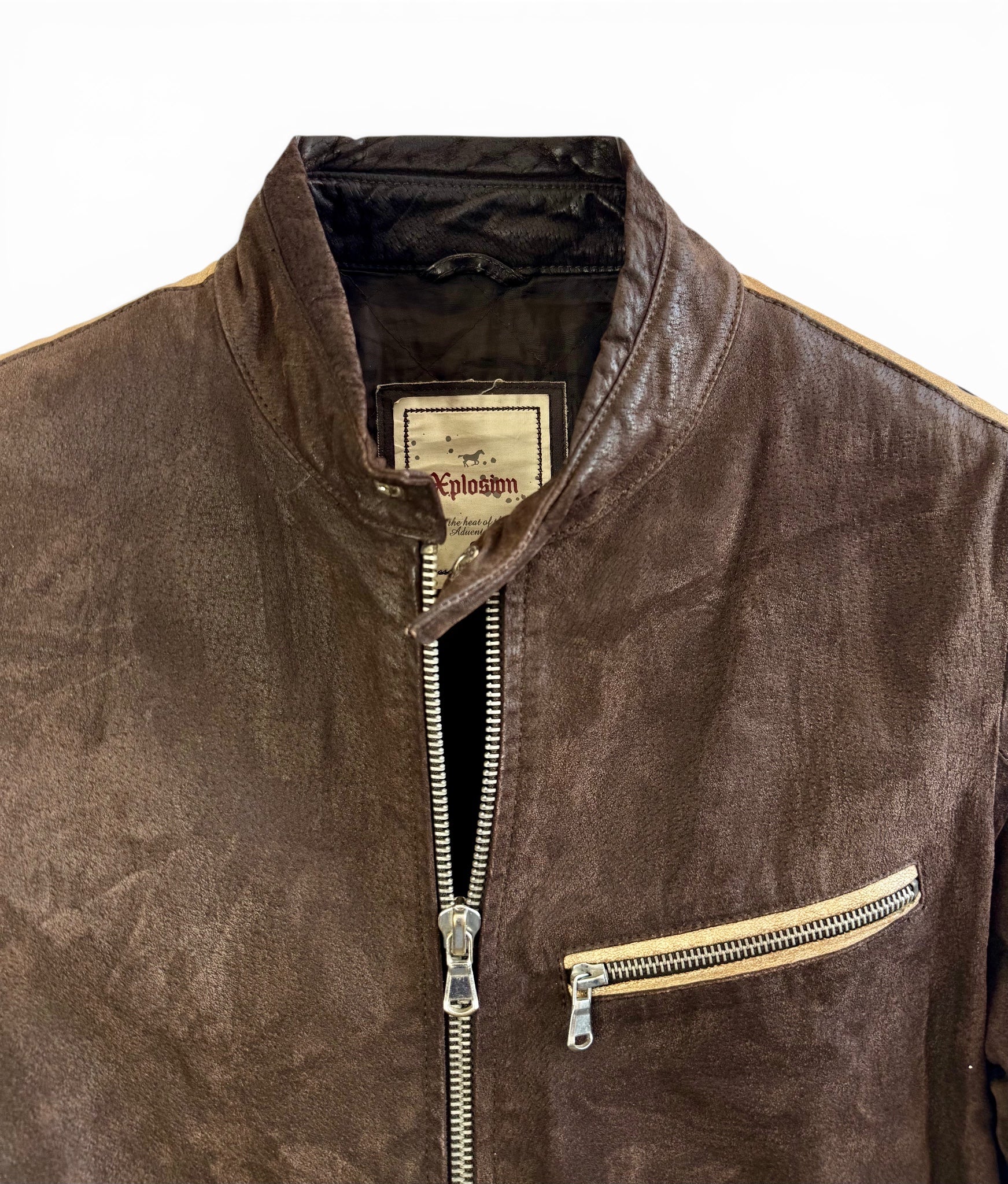 Vintage Distressed Leather Racing Jacket