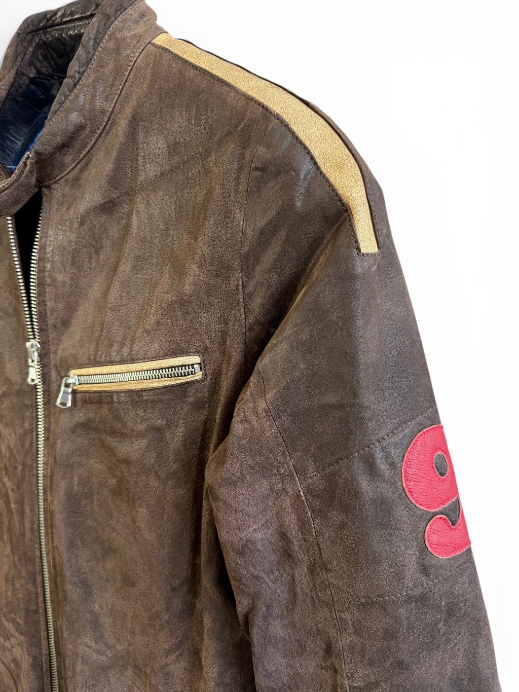 Vintage Distressed Leather Racing Jacket