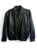 Vintage Black Leather Bomber Jacket