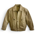 Vintage Beige Leather Bomber Jacket
